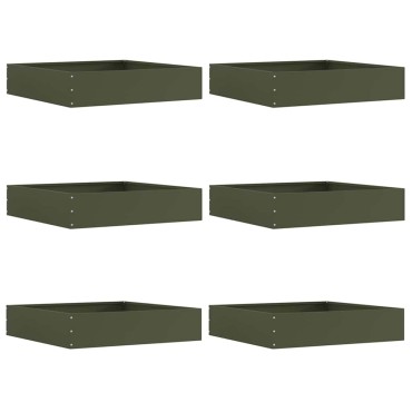 vidaXL Περίγραμμα γκαζόν 6 τμχ. 60 x 60 x 13 εκ Ατσάλι Ελιά Πράσινη