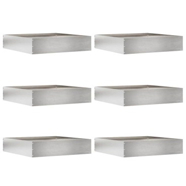 vidaXL Περίγραμμα γκαζόν 6 τμχ. 60 x 60 x 13 εκ Ανοξείδωτο ατσάλι