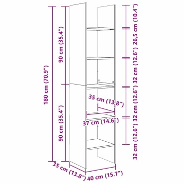 vidaXL Βιβλιοθήκη 5 επιπέδων 40x35x180cm Επεξεργασμένο Ξύλο 1 τεμ.