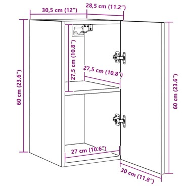 vidaXL Τηλεοπτική Κάβα Τοίχου 30,5x30x60cm Μαύρη Οξυά