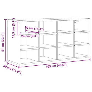 vidaXL Ντουλάπα Παπουτσιών 103x30x51cm Επεξεργασμένο Ξύλο