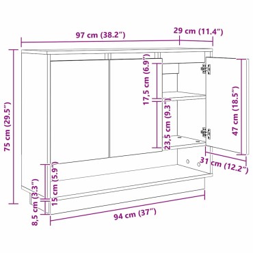 vidaXL Πλαϊνό γραφείο Μαύρη Οξυά 97x29x75cm Επεξεργασμένο Ξύλο 1 τεμ.