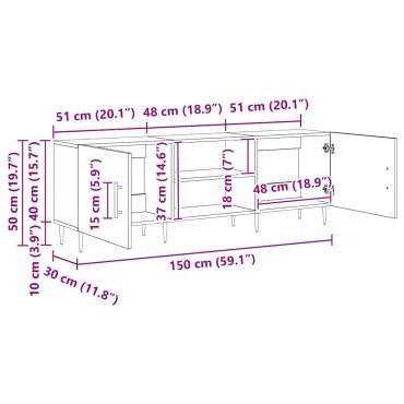 vidaXL Ντουλάπι TV 150x30x50cm artisan δρυς Επεξεργασμένο ξύλο