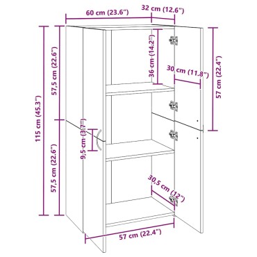 vidaXL Γραφείο Ντουλάπι Παλαιωμένο ξύλο 60x32x115cm