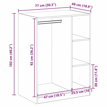 vidaXL Ντουλάπι Μαύρη Δρυς 77 x 48 x 102 cm Επεξεργασμένο Ξύλο