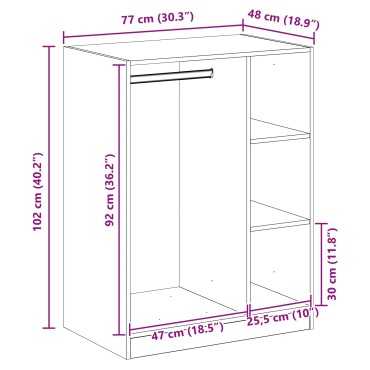 vidaXL Ντουλάπι Μαύρη Δρυς 77 x 48 x 102 cm Επεξεργασμένο Ξύλο