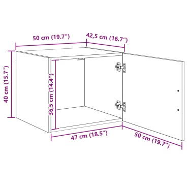 vidaXL Ντουλάπα Τοίχου Μαύρη δρυς 50x42.5x40cm 1 τεμ.