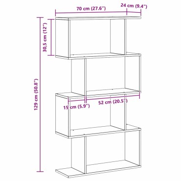 vidaXL Βιβλιοθήκη 4 επιπέδων 70x24x129cm Επεξεργασμένο Ξύλο 1 τεμ.