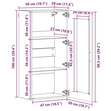 vidaXL Ξύλινο Ντουλάπι Λευκό 50x29x100cm Επεξεργασμένο ξύλο