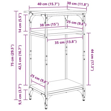 vidaXL Τραπεζάκι Πλευράς Μαύρη Οξυά 40x30x75cm Επεξεργασμένο Ξύλο 1 τεμ.