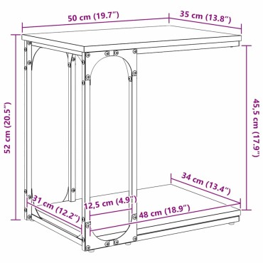 vidaXL Τραπεζάκι Πλευράς Μαύρη Οξυά 50x35x52cm Επεξεργασμένο Ξύλο 1 τεμ.