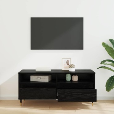 vidaXL Ντουλάπι TV με συρτάρι Μαύρη Οξυά 100x34,5x44,5cm