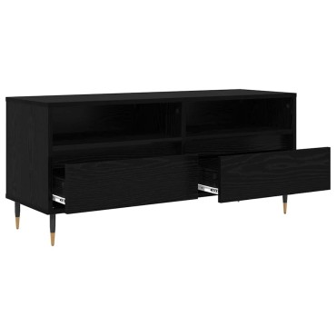 vidaXL Ντουλάπι TV με συρτάρι Μαύρη Οξυά 100x34,5x44,5cm