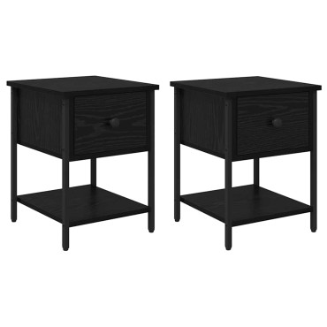 vidaXL Κομοδίνο 2 τεμ. Μαύρη Οξυά 34x35,5x45cm Επεξεργασμένο Ξύλο
