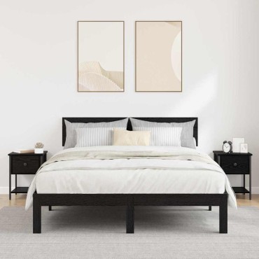 vidaXL Κομοδίνο 2 τεμ. Μαύρη Οξυά 34x35,5x45cm Επεξεργασμένο Ξύλο