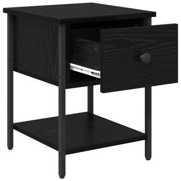 vidaXL Κομοδίνο 2 τεμ. Μαύρη Οξυά 34x35,5x45cm Επεξεργασμένο Ξύλο