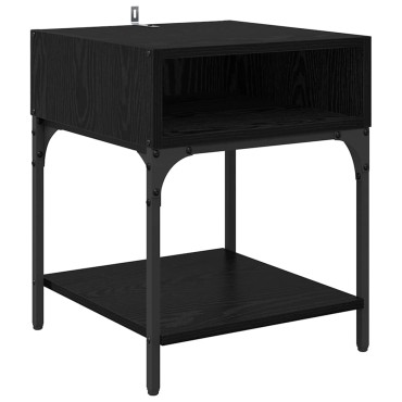 vidaXL Κομοδίνο Μαύρη Οξυά 40x40x50cm Επεξεργασμένο Ξύλο 1 τεμ.
