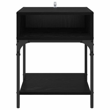 vidaXL Κομοδίνο Μαύρη Οξυά 40x40x50cm Επεξεργασμένο Ξύλο 1 τεμ.