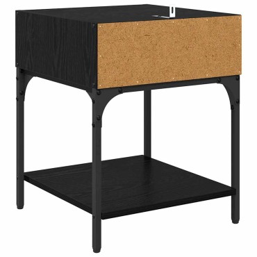 vidaXL Κομοδίνο Μαύρη Οξυά 40x40x50cm Επεξεργασμένο Ξύλο 1 τεμ.