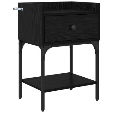 vidaXL Κομοδίνο Μαύρη Οξυά 40x29x60cm Επεξεργασμένο Ξύλο 1 τεμ.