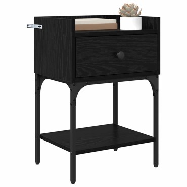 vidaXL Κομοδίνο Μαύρη Οξυά 40x29x60cm Επεξεργασμένο Ξύλο 1 τεμ.