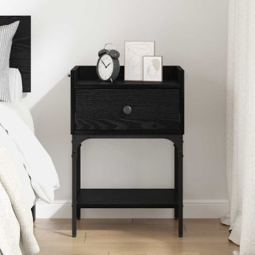 vidaXL Κομοδίνο Μαύρη Οξυά 40x29x60cm Επεξεργασμένο Ξύλο 1 τεμ.