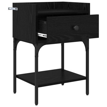 vidaXL Κομοδίνο Μαύρη Οξυά 40x29x60cm Επεξεργασμένο Ξύλο 1 τεμ.
