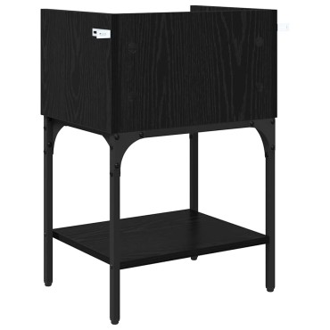 vidaXL Κομοδίνο Μαύρη Οξυά 40x29x60cm Επεξεργασμένο Ξύλο 1 τεμ.