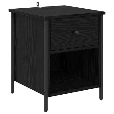 vidaXL Κομοδίνο Μαύρη Οξυά 40x42x50cm Επεξεργασμένο Ξύλο 1 τεμ.