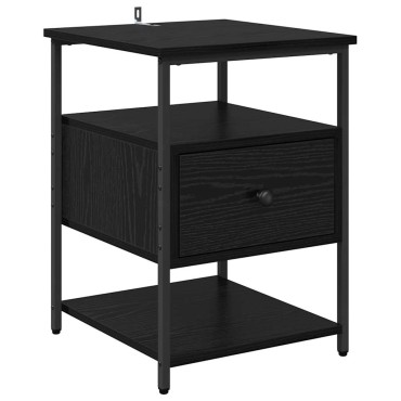 vidaXL Κομοδίνο Μαύρη Οξυά 40x42x56cm Επεξεργασμένο Ξύλο 1 τεμ.