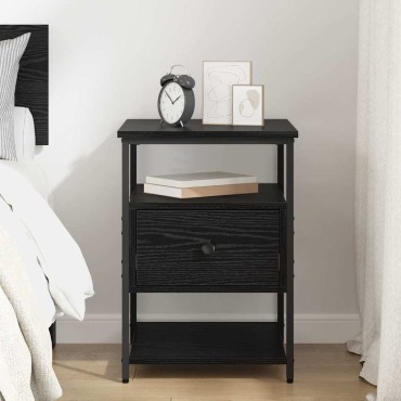 vidaXL Κομοδίνο Μαύρη Οξυά 40x42x56cm Επεξεργασμένο Ξύλο 1 τεμ.