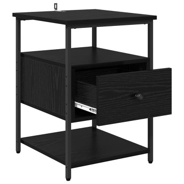 vidaXL Κομοδίνο Μαύρη Οξυά 40x42x56cm Επεξεργασμένο Ξύλο 1 τεμ.