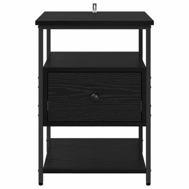 vidaXL Κομοδίνο Μαύρη Οξυά 40x42x56cm Επεξεργασμένο Ξύλο 1 τεμ.