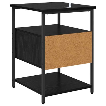 vidaXL Κομοδίνο Μαύρη Οξυά 40x42x56cm Επεξεργασμένο Ξύλο 1 τεμ.
