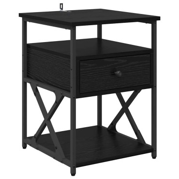 vidaXL Κομοδίνο Μαύρη Οξυά 40x42x55cm Επεξεργασμένο Ξύλο 1 τεμ.