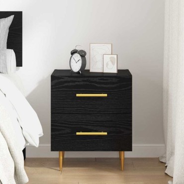 vidaXL Κομοδίνο Μαύρη Οξυά 40x35x47,5cm Επεξεργασμένο Ξύλο 1 τεμ.