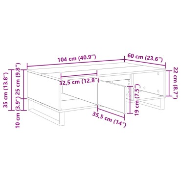 vidaXL Τραπεζάκι σαλονιού Μαύρη Οξυά 104x60x35cm 1 τεμ.