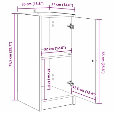 vidaXL Πλαϊνό γραφείο Μαύρη δρυς 35x37x76cm Επεξεργασμένο Ξύλο 1 τεμ.