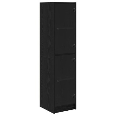 vidaXL Highboard Μαύρη Οξυά 35x37x142cm Επεξεργασμένο Ξύλο 1 τεμ.