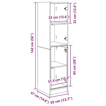 vidaXL Highboard Μαύρη Οξυά 35x37x142cm Επεξεργασμένο Ξύλο 1 τεμ.