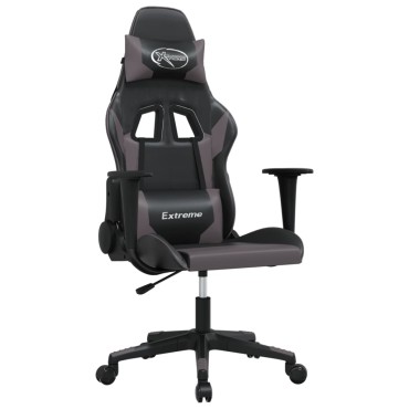 vidaXL Καρέκλα Gaming Μαύρο/Γκρι από Συνθετικό Δέρμα 67x58x(118-128)cm 1 τεμ.