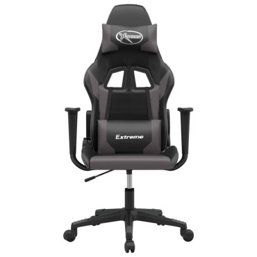 vidaXL Καρέκλα Gaming Μαύρο/Γκρι από Συνθετικό Δέρμα 67x58x(118-128)cm 1 τεμ.