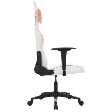 vidaXL Καρέκλα Gaming Λευκό και Ροζ από Συνθετικό Δέρμα 67x58x(118-128)cm 1 τεμ.
