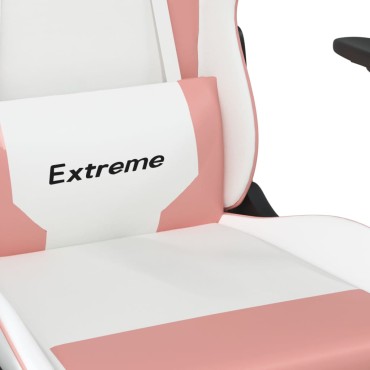 vidaXL Καρέκλα Gaming Λευκό και Ροζ από Συνθετικό Δέρμα 67x58x(118-128)cm 1 τεμ.