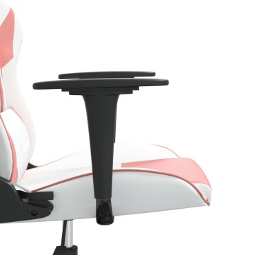 vidaXL Καρέκλα Gaming Λευκό και Ροζ από Συνθετικό Δέρμα 67x58x(118-128)cm 1 τεμ.