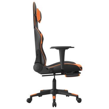 vidaXL Καρέκλα Gaming Μασάζ Υποπόδιο Μαύρο/Πορτοκαλί Συνθετικό Δέρμα 67x58x(118-128)cm 1 τεμ.