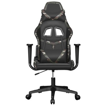 vidaXL Καρέκλα Gaming Μασάζ Μαύρο/Παραλλαγή από Συνθετικό Δέρμα 66,5x61x(118-127,5)cm 1 τεμ.