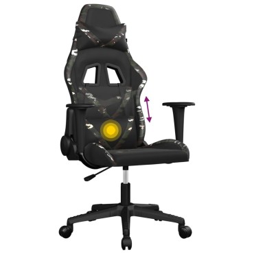 vidaXL Καρέκλα Gaming Μασάζ Μαύρο/Παραλλαγή από Συνθετικό Δέρμα 66,5x61x(118-127,5)cm 1 τεμ.