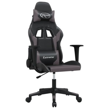 vidaXL Καρέκλα Gaming Μασάζ Μαύρο/Γκρι από Συνθετικό Δέρμα 66,5x61x(118-127,5)cm 1 τεμ.