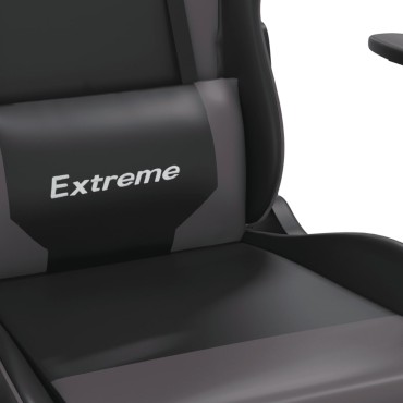 vidaXL Καρέκλα Gaming Μασάζ Μαύρο/Γκρι από Συνθετικό Δέρμα 66,5x61x(118-127,5)cm 1 τεμ.